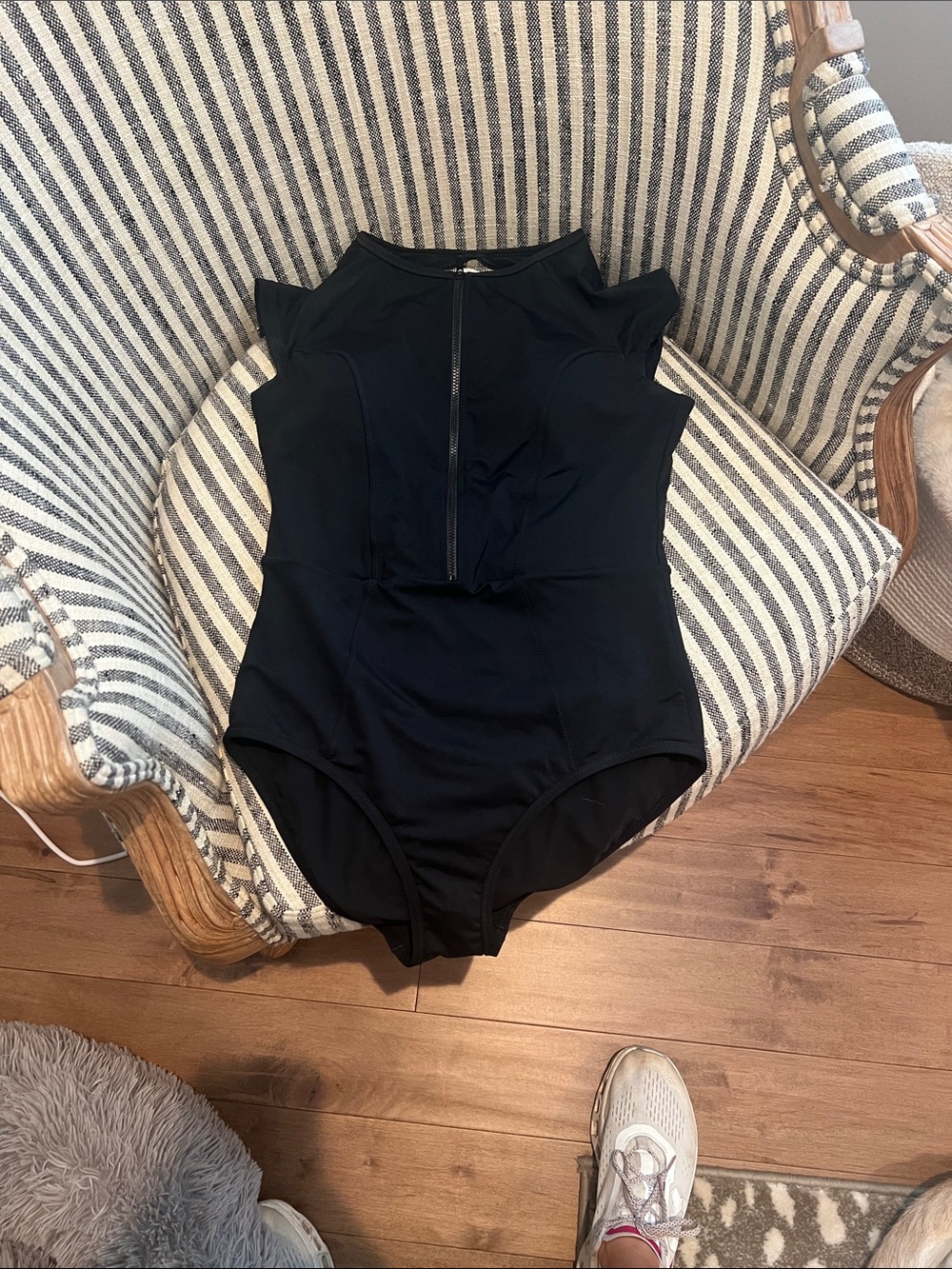 Athleta Black One-Piece Swimsuit with Front Zip